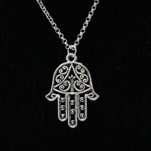 New Fashion Silver Tone Fatima Hand Necklace N87